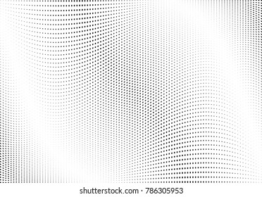 Abstract halftone wave dotted background. Futuristic twisted grunge pattern, dot, circles.  Vector modern optical pop art texture for posters, business cards, cover, labels mock-up, stickers layout