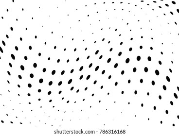 Abstract halftone wave dotted background. Futuristic twisted grunge pattern, dot, circles.  Vector modern optical pop art texture for posters, business cards, cover, labels mock-up, stickers layout