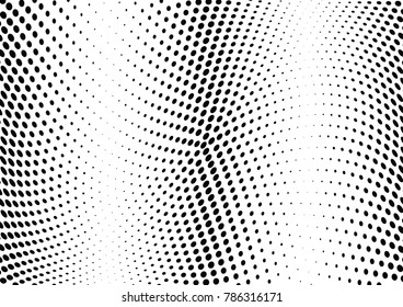 Abstract halftone wave dotted background. Futuristic twisted grunge pattern, dot, circles.  Vector modern optical pop art texture for posters, business cards, cover, labels mock-up, stickers layout