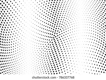 Abstract halftone wave dotted background. Futuristic twisted grunge pattern, dot, circles.  Vector modern optical pop art texture for posters, business cards, cover, labels mock-up, stickers layout