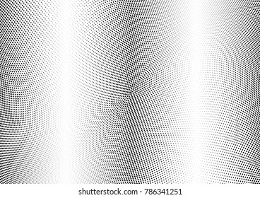 Abstract halftone wave dotted background. Futuristic twisted grunge pattern, dot, circles.  Vector modern optical pop art texture for posters, business cards, cover, labels mock-up, stickers layout