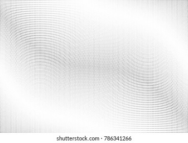 Abstract halftone wave dotted background. Futuristic twisted grunge pattern, dot, circles.  Vector modern optical pop art texture for posters, business cards, cover, labels mock-up, stickers layout