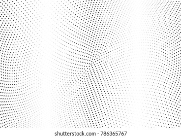 Abstract halftone wave dotted background. Futuristic twisted grunge pattern, dot, circles.  Vector modern optical pop art texture for posters, business cards, cover, labels mock-up, stickers layout