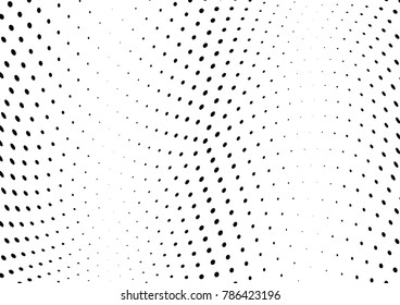 Abstract halftone wave dotted background. Futuristic twisted grunge pattern, dot, circles.  Vector modern optical pop art texture for posters, business cards, cover, labels mock-up, stickers layout