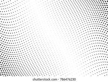 Abstract halftone wave dotted background. Futuristic twisted grunge pattern, dot, circles.  Vector modern optical pop art texture for posters, business cards, cover, labels mock-up, stickers layout