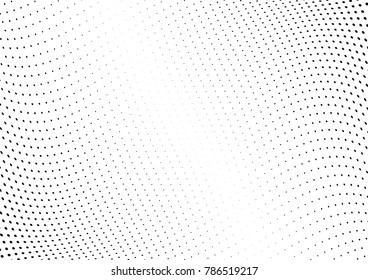 Abstract halftone wave dotted background. Futuristic twisted grunge pattern, dot, circles.  Vector modern optical pop art texture for posters, business cards, cover, labels mock-up, stickers layout
