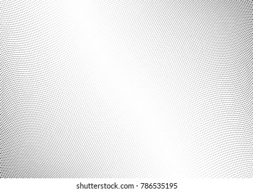 Abstract halftone wave dotted background. Futuristic twisted grunge pattern, dot, circles.  Vector modern optical pop art texture for posters, business cards, cover, labels mock-up, stickers layout