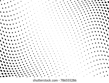 Abstract halftone wave dotted background. Futuristic twisted grunge pattern, dot, circles.  Vector modern optical pop art texture for posters, business cards, cover, labels mock-up, stickers layout