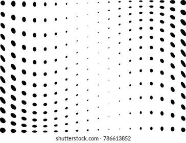 Abstract halftone wave dotted background. Futuristic twisted grunge pattern, dot, circles.  Vector modern optical pop art texture for posters, business cards, cover, labels mock-up, stickers layout