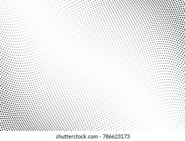 Abstract halftone wave dotted background. Futuristic twisted grunge pattern, dot, circles.  Vector modern optical pop art texture for posters, business cards, cover, labels mock-up, stickers layout