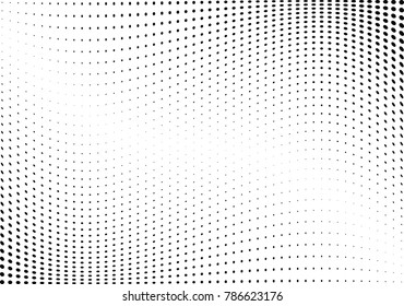 Abstract halftone wave dotted background. Futuristic twisted grunge pattern, dot, circles.  Vector modern optical pop art texture for posters, business cards, cover, labels mock-up, stickers layout