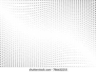 Abstract halftone wave dotted background. Futuristic twisted grunge pattern, dot, circles.  Vector modern optical pop art texture for posters, business cards, cover, labels mock-up, stickers layout