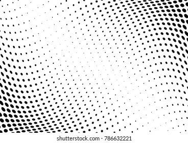Abstract halftone wave dotted background. Futuristic twisted grunge pattern, dot, circles.  Vector modern optical pop art texture for posters, business cards, cover, labels mock-up, stickers layout