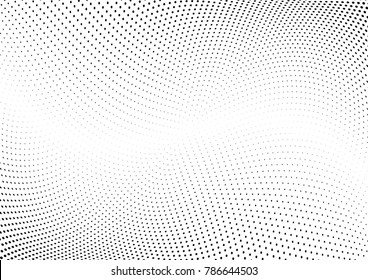 Abstract halftone wave dotted background. Futuristic twisted grunge pattern, dot, circles.  Vector modern optical pop art texture for posters, business cards, cover, labels mock-up, stickers layout