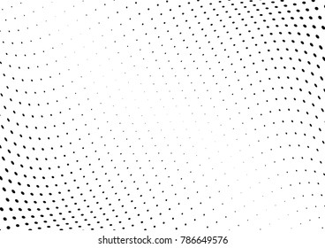 Abstract halftone wave dotted background. Futuristic twisted grunge pattern, dot, circles.  Vector modern optical pop art texture for posters, business cards, cover, labels mock-up, stickers layout
