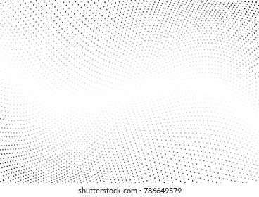 Abstract halftone wave dotted background. Futuristic twisted grunge pattern, dot, circles.  Vector modern optical pop art texture for posters, business cards, cover, labels mock-up, stickers layout