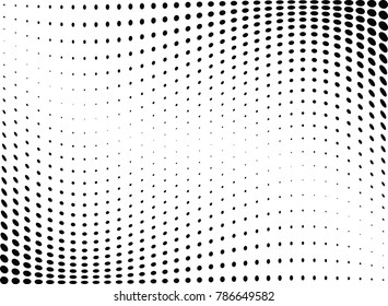 Abstract halftone wave dotted background. Futuristic twisted grunge pattern, dot, circles.  Vector modern optical pop art texture for posters, business cards, cover, labels mock-up, stickers layout