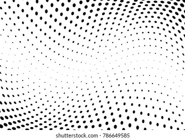 Abstract halftone wave dotted background. Futuristic twisted grunge pattern, dot, circles.  Vector modern optical pop art texture for posters, business cards, cover, labels mock-up, stickers layout