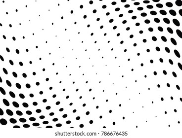 Abstract halftone wave dotted background. Futuristic twisted grunge pattern, dot, circles.  Vector modern optical pop art texture for posters, business cards, cover, labels mock-up, stickers layout