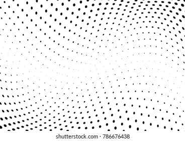 Abstract halftone wave dotted background. Futuristic twisted grunge pattern, dot, circles.  Vector modern optical pop art texture for posters, business cards, cover, labels mock-up, stickers layout