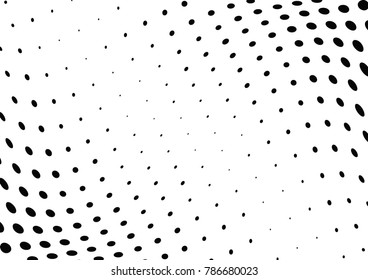 Abstract halftone wave dotted background. Futuristic twisted grunge pattern, dot, circles.  Vector modern optical pop art texture for posters, business cards, cover, labels mock-up, stickers layout