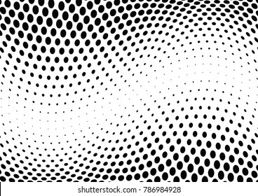 Abstract halftone wave dotted background. Futuristic twisted grunge pattern, dot, circles.  Vector modern optical pop art texture for posters, business cards, cover, labels mock-up, stickers layout