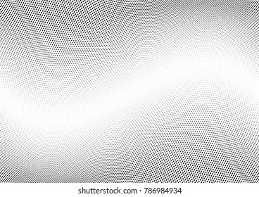 Abstract halftone wave dotted background. Futuristic twisted grunge pattern, dot, circles.  Vector modern optical pop art texture for posters, business cards, cover, labels mock-up, stickers layout