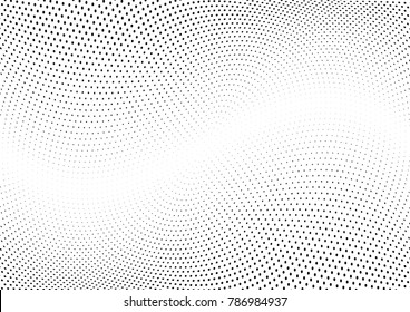Abstract halftone wave dotted background. Futuristic twisted grunge pattern, dot, circles.  Vector modern optical pop art texture for posters, business cards, cover, labels mock-up, stickers layout