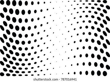 Abstract halftone wave dotted background. Futuristic twisted grunge pattern, dot, circles.  Vector modern optical pop art texture for posters, business cards, cover, labels mock-up, stickers layout