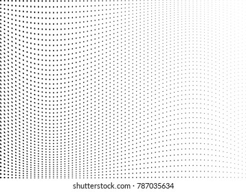 Abstract halftone wave dotted background. Futuristic twisted grunge pattern, dot, circles.  Vector modern optical pop art texture for posters, business cards, cover, labels mock-up, stickers layout