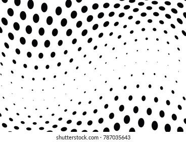 Abstract halftone wave dotted background. Futuristic twisted grunge pattern, dot, circles.  Vector modern optical pop art texture for posters, business cards, cover, labels mock-up, stickers layout