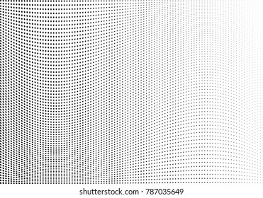 Abstract halftone wave dotted background. Futuristic twisted grunge pattern, dot, circles.  Vector modern optical pop art texture for posters, business cards, cover, labels mock-up, stickers layout