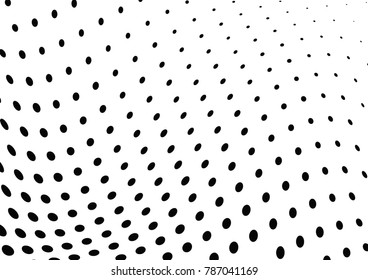 Abstract halftone wave dotted background. Futuristic twisted grunge pattern, dot, circles.  Vector modern optical pop art texture for posters, business cards, cover, labels mock-up, stickers layout