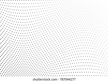 Abstract halftone wave dotted background. Futuristic twisted grunge pattern, dot, circles.  Vector modern optical pop art texture for posters, business cards, cover, labels mock-up, stickers layout