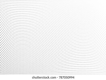 Abstract halftone wave dotted background. Futuristic twisted grunge pattern, dot, circles.  Vector modern optical pop art texture for posters, business cards, cover, labels mock-up, stickers layout