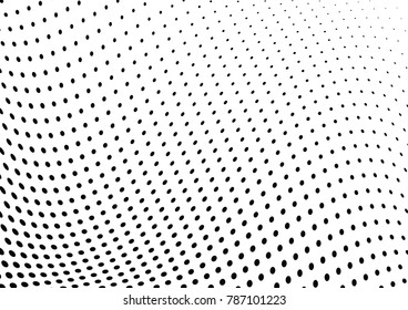 Abstract halftone wave dotted background. Futuristic twisted grunge pattern, dot, circles.  Vector modern optical pop art texture for posters, business cards, cover, labels mock-up, stickers layout