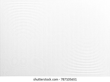 Abstract halftone wave dotted background. Futuristic twisted grunge pattern, dot, circles.  Vector modern optical pop art texture for posters, business cards, cover, labels mock-up, stickers layout