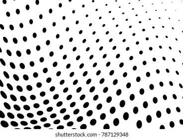 Abstract halftone wave dotted background. Futuristic twisted grunge pattern, dot, circles.  Vector modern optical pop art texture for posters, business cards, cover, labels mock-up, stickers layout