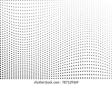 Abstract halftone wave dotted background. Futuristic twisted grunge pattern, dot, circles.  Vector modern optical pop art texture for posters, business cards, cover, labels mock-up, stickers layout