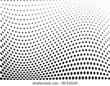 Abstract halftone wave dotted background. Futuristic twisted grunge pattern, dot, circles.  Vector modern optical pop art texture for posters, business cards, cover, labels mock-up, stickers layout