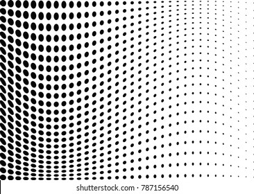 Abstract halftone wave dotted background. Futuristic twisted grunge pattern, dot, circles.  Vector modern optical pop art texture for posters, business cards, cover, labels mock-up, stickers layout