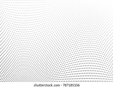 Abstract halftone wave dotted background. Futuristic twisted grunge pattern, dot, circles.  Vector modern optical pop art texture for posters, business cards, cover, labels mock-up, stickers layout
