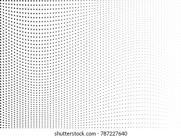 Abstract halftone wave dotted background. Futuristic twisted grunge pattern, dot, circles.  Vector modern optical pop art texture for posters, business cards, cover, labels mock-up, stickers layout