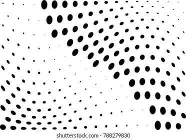 Abstract halftone wave dotted background. Futuristic twisted grunge pattern, dot, circles.  Vector modern optical pop art texture for posters, business cards, cover, labels mock-up, stickers layout