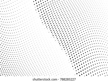 Abstract halftone wave dotted background. Futuristic twisted grunge pattern, dot, circles.  Vector modern optical pop art texture for posters, business cards, cover, labels mock-up, stickers layout