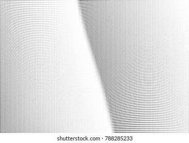 Abstract halftone wave dotted background. Futuristic twisted grunge pattern, dot, circles.  Vector modern optical pop art texture for posters, business cards, cover, labels mock-up, stickers layout