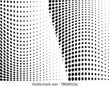 Abstract halftone wave dotted background. Futuristic twisted grunge pattern, dot, circles.  Vector modern optical pop art texture for posters, business cards, cover, labels mock-up, stickers layout