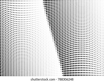 Abstract halftone wave dotted background. Futuristic twisted grunge pattern, dot, circles.  Vector modern optical pop art texture for posters, business cards, cover, labels mock-up, stickers layout