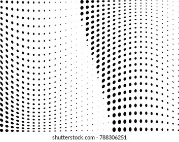 Abstract halftone wave dotted background. Futuristic twisted grunge pattern, dot, circles.  Vector modern optical pop art texture for posters, business cards, cover, labels mock-up, stickers layout