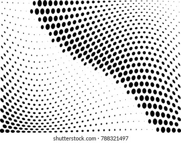Abstract halftone wave dotted background. Futuristic twisted grunge pattern, dot, circles.  Vector modern optical pop art texture for posters, business cards, cover, labels mock-up, stickers layout